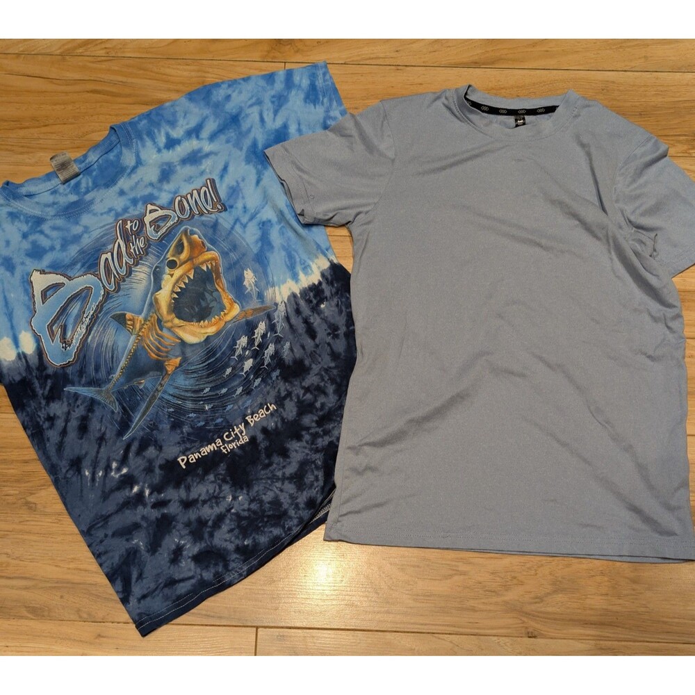 Lot of 2 Boys Youth Large 14-16 Shirts Gildan Shark Tie Dye & LG3ND Performance